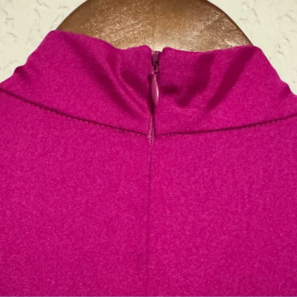 Mango MNG Magenta Sleeveless High Mock Neck Cocktail Dress